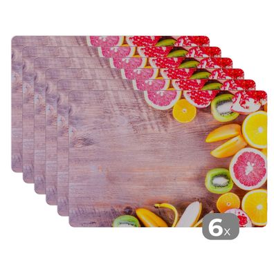 Placemats Tischset 6-teilig 45x30 cm Obst - Zitrusfrüchte - Küche - Sommer