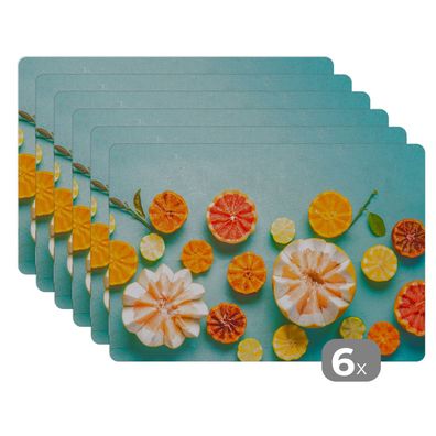 Placemats Tischset 6-teilig 45x30 cm Zitrusfrüchte - Sommer - Obst (Gr. 45x30 cm)