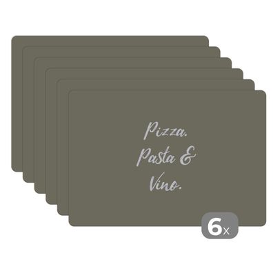 Placemats Tischset 6-teilig 45x30 cm Sprichwörter - Pizza, Pasta &amp; Vino - Zitat