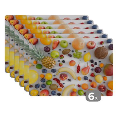 Placemats Tischset 6-teilig 45x30 cm Regenbogen - Obst - Sommer - Jahreszeiten