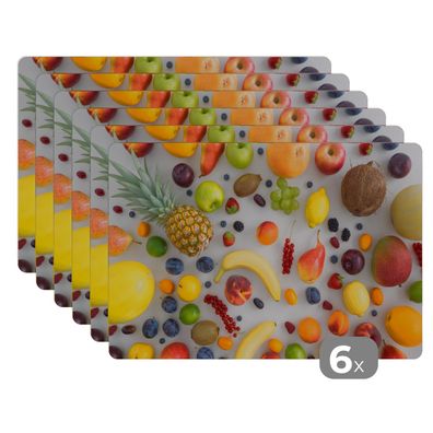 Placemats Tischset 6-teilig 45x30 cm Regenbogen - Obst - Sommer - Jahreszeiten