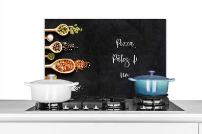 Spritzschutz Küchenrückwand - 70x50 cm Pizza, pasta &amp; vin - Zitate - Essen - Trin