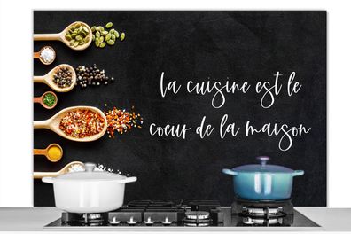 Spritzschutz Küchenrückwand - 120x80 cm Zitate - Sprichwörter - La cuisine est le coe