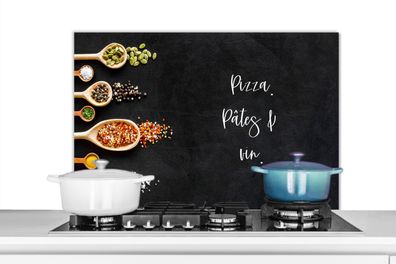 Spritzschutz Küchenrückwand - 80x55 cm Pizza, pasta &amp; vin - Zitate - Essen - Trin