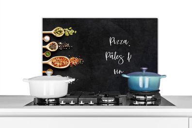 Spritzschutz Küchenrückwand - 60x40 cm Pizza, pasta &amp; vin - Zitate - Essen - Trin