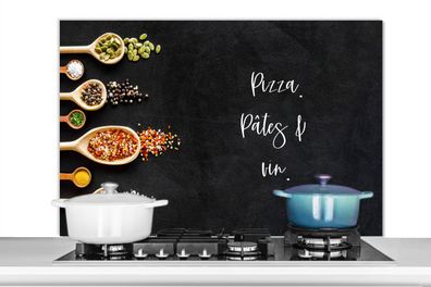 Spritzschutz Küchenrückwand - 100x65 cm Pizza, pasta &amp; vin - Zitate - Essen - Tri