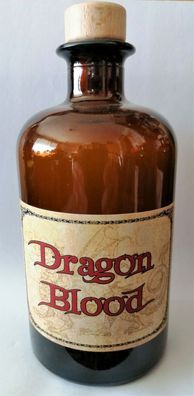 Alchemisten Flasche DRAGON BLOOD Braunglasflasche 500 ml ohne Inhalt