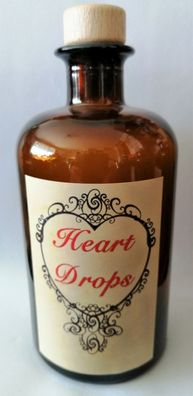 Alchemisten Flasche HEART DROPS Braunglasflasche 500 ml ohne Inhalt