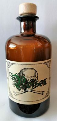 Alchemisten Flasche POISON mit Totenkopf Braunglasflasche 500 ml ohne Inhalt