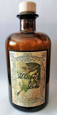 Alchemisten Flasche Witches BREW mit Eule Braunglasflasche 500 ml ohne Inhalt