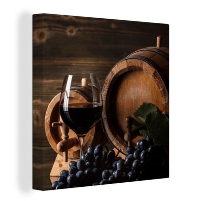 Leinwandbilder - Wanddeko 20x20 cm Wein - Weinglas - Weintrauben - Glas