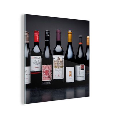 Glasbild Glasfoto Wandbild 90x90 cm Flaschen - Alkohol - Wein (Gr. 90x90 cm)