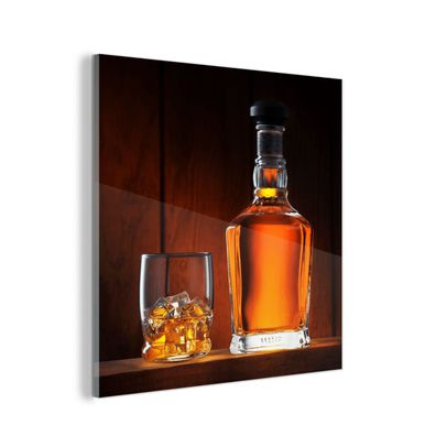 Glasbild Glasfoto Wandbild 20x20 cm Whiskey - Flasche - Karaffe (Gr. 20x20 cm)