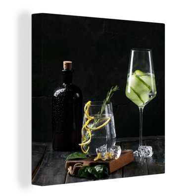 Leinwandbilder - Wanddeko 50x50 cm Getränk - Weinglas - Obst (Gr. 50x50 cm)