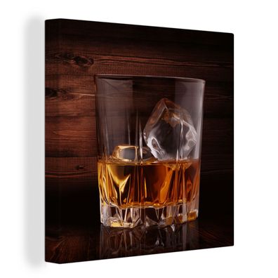 Leinwandbilder - Wanddeko 90x90 cm Whiskey - Alkohol - Glas (Gr. 90x90 cm)