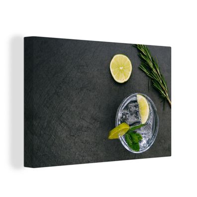 Leinwandbilder - Wanddeko 120x80 cm Cocktail - Glas - Zitrone (Gr. 120x80 cm)