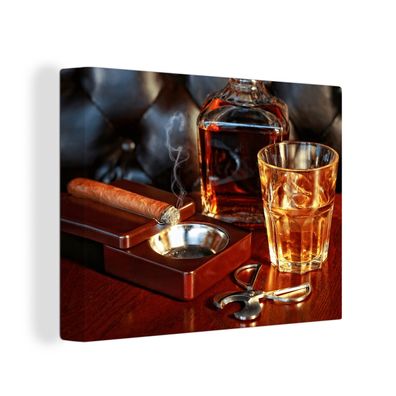 Leinwandbilder - Wanddeko 80x60 cm Whiskey - Flasche - Karaffe (Gr. 80x60 cm)