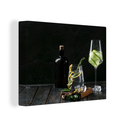 Leinwandbilder - Wanddeko 120x90 cm Getränk - Weinglas - Obst (Gr. 120x90 cm)