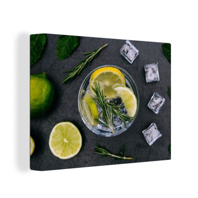 Leinwandbilder - Wanddeko 80x60 cm Getränk - Obst - Becher - Zitrone (Gr. 80x60 cm)