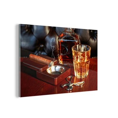 Glasbild Glasfoto Wandbild 90x60 cm Whiskey - Flasche - Karaffe (Gr. 90x60 cm)