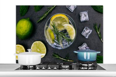 Spritzschutz Küchenrückwand - 100x65 cm Getränk - Obst - Becher - Zitrone
