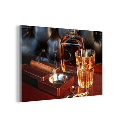 Glasbild Glasfoto Wandbild 30x20 cm Whiskey - Flasche - Karaffe (Gr. 30x20 cm)