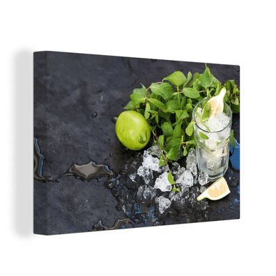Leinwandbilder - Wanddeko 30x20 cm Cocktail - Mojito - Eiswürfel (Gr. 30x20 cm)