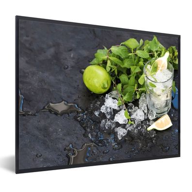 Poster Bilder - 80x60 cm Cocktail - Mojito - Eiswürfel (Gr. 80x60 cm)