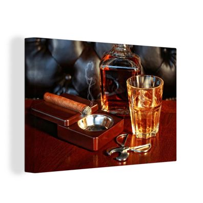 Leinwandbilder - Wanddeko 150x100 cm Whiskey - Flasche - Karaffe (Gr. 150x100 cm)