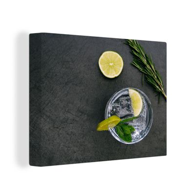 Leinwandbilder - Wanddeko 120x90 cm Cocktail - Glas - Zitrone (Gr. 120x90 cm)