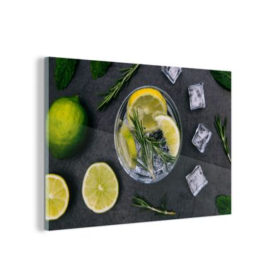 Glasbild Glasfoto Wandbild 90x60 cm Getränk - Obst - Becher - Zitrone (Gr. 90x60 cm)