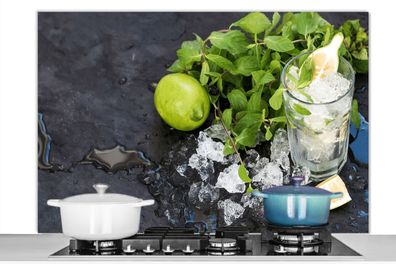 Spritzschutz Küchenrückwand - 120x80 cm Cocktail - Mojito - Eiswürfel (Gr. 120x80 cm)