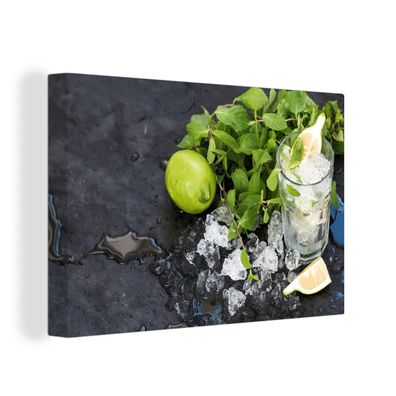 Leinwandbilder - Wanddeko 30x20 cm Cocktail - Mojito - Eiswürfel (Gr. 30x20 cm)