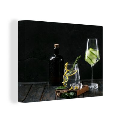 Leinwandbilder - Wanddeko 40x30 cm Getränk - Weinglas - Obst (Gr. 40x30 cm)