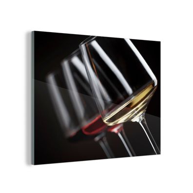 Glasbild Glasfoto Wandbild 80x60 cm Weinglas - Wein - Alkohol (Gr. 80x60 cm)