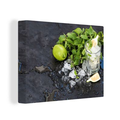 Leinwandbilder - Wanddeko 40x30 cm Cocktail - Mojito - Eiswürfel (Gr. 40x30 cm)