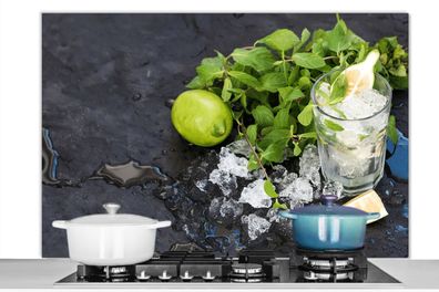 Spritzschutz Küchenrückwand - 120x80 cm Cocktail - Mojito - Eiswürfel (Gr. 120x80 cm)