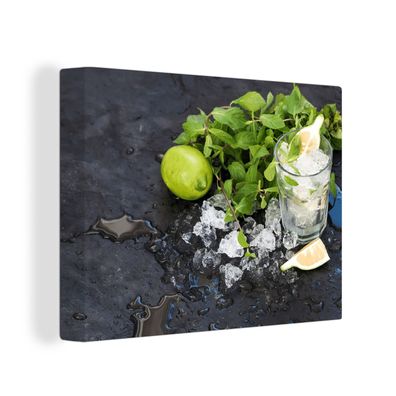 Leinwandbilder - Wanddeko 80x60 cm Cocktail - Mojito - Eiswürfel (Gr. 80x60 cm)