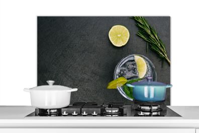 Spritzschutz Küchenrückwand - 90x60 cm Cocktail - Glas - Zitrone (Gr. 90x60 cm)