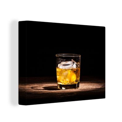 Leinwandbilder - Wanddeko 80x60 cm Whiskey - Alkohol - Glas (Gr. 80x60 cm)