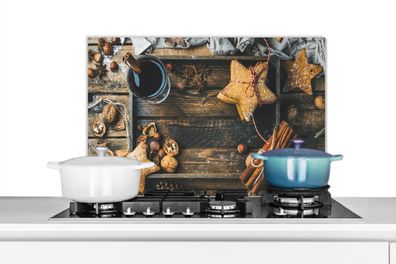 Spritzschutz Küchenrückwand - 70x50 cm Alkohol - Wein - Tablett - Sterne - Zimt