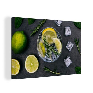 Leinwandbilder - Wanddeko 90x60 cm Getränk - Obst - Becher - Zitrone (Gr. 90x60 cm)
