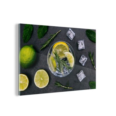 Glasbild Glasfoto Wandbild 30x20 cm Getränk - Obst - Becher - Zitrone (Gr. 30x20 cm)