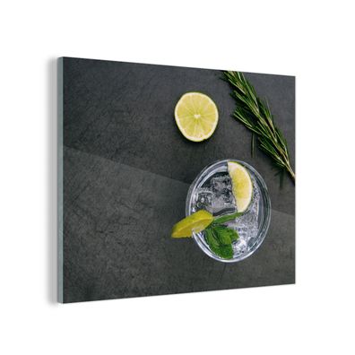 Glasbild Glasfoto Wandbild 40x30 cm Cocktail - Glas - Zitrone (Gr. 40x30 cm)