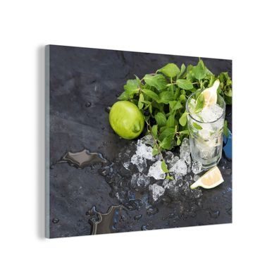 Glasbild Glasfoto Wandbild 40x30 cm Cocktail - Mojito - Eiswürfel (Gr. 40x30 cm)
