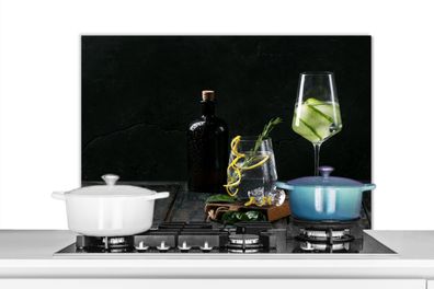 Spritzschutz Küchenrückwand - 80x55 cm Getränk - Weinglas - Obst (Gr. 80x55 cm)