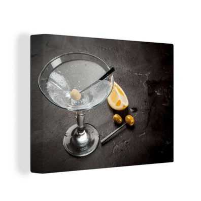 Leinwandbilder - Wanddeko 40x30 cm Alkohol - Martini - Früchte - Oliven