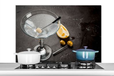 Spritzschutz Küchenrückwand - 100x65 cm Alkohol - Martini - Früchte - Oliven
