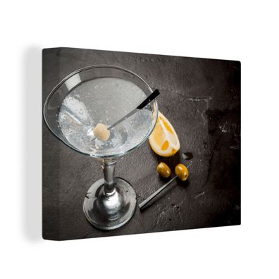 Leinwandbilder - Wanddeko 40x30 cm Alkohol - Martini - Früchte - Oliven