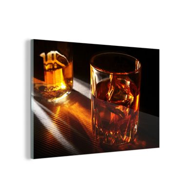 Glasbild Glasfoto Wandbild 90x60 cm Gläser - Whiskey - Getränke (Gr. 90x60 cm)